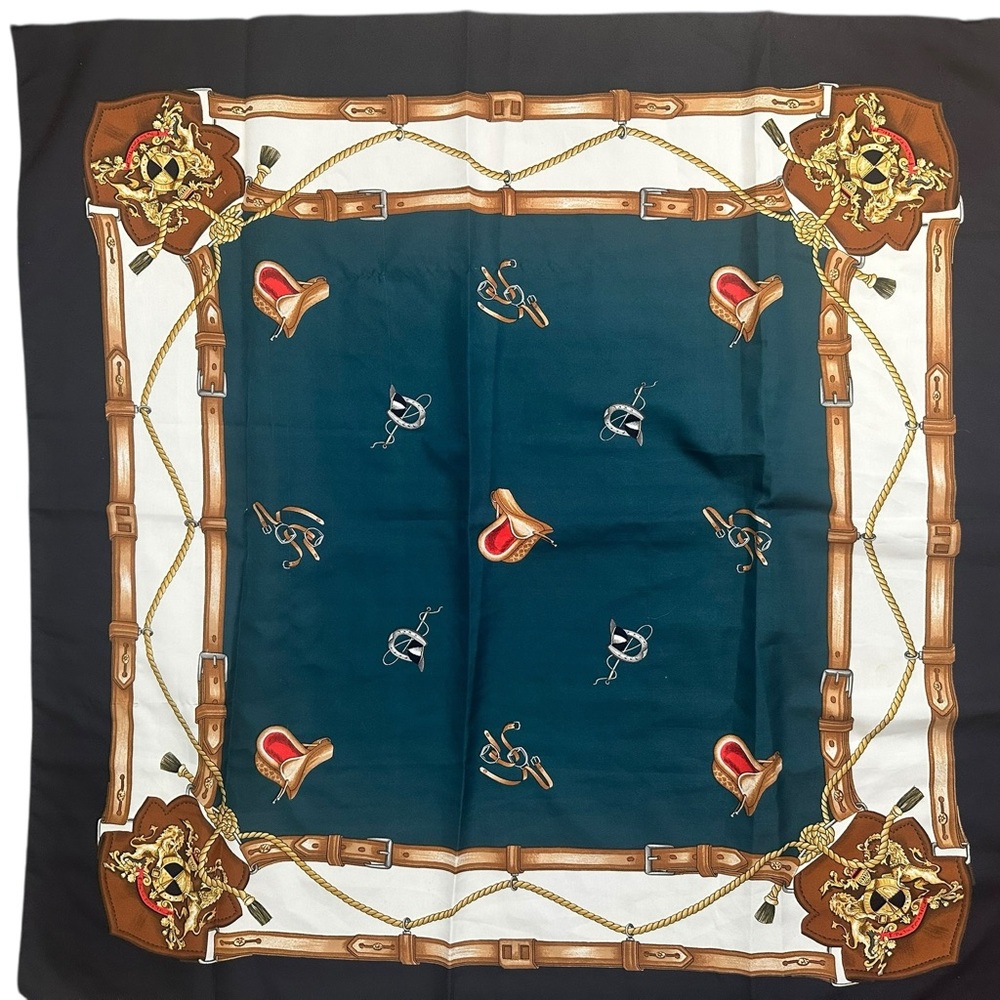 Vintage Elegant Equestrian Print Scarf Large